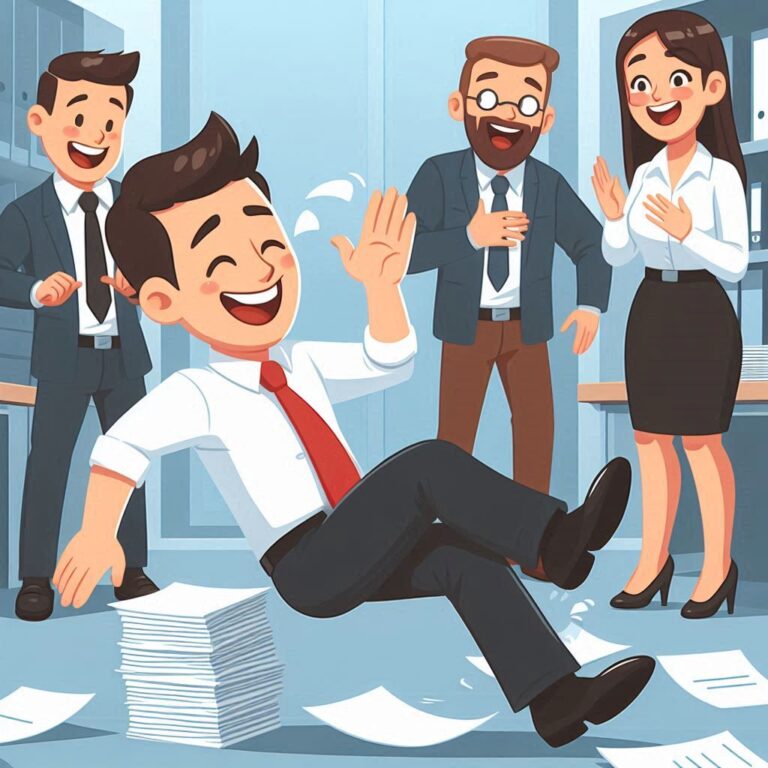 Śmiejący się pracownicy biura